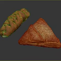 Freshly Baked Braided Bread And Triangular Flaky Pastry On