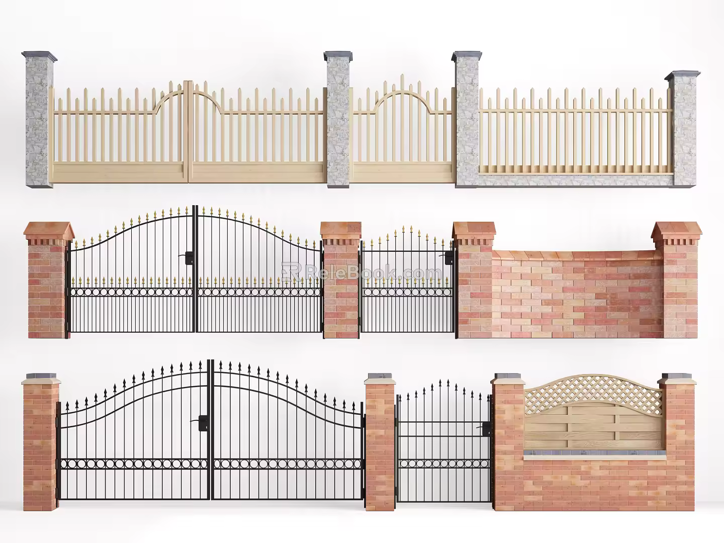 Modern gate courtyard wall fence gate 3d model