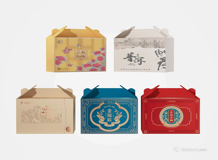 Traditional Chinese Style Daily Use Gift Boxes With Decorative Patterns And Assorted Colors 3d model