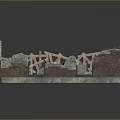 Building Structure Model Featuring Unfinished Brick Walls Wooden Frames And Foundation