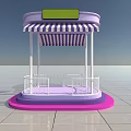 Modern Cylindrical Play Equipment With Circular Top Light Transparent Curtains Red Base And Open Design