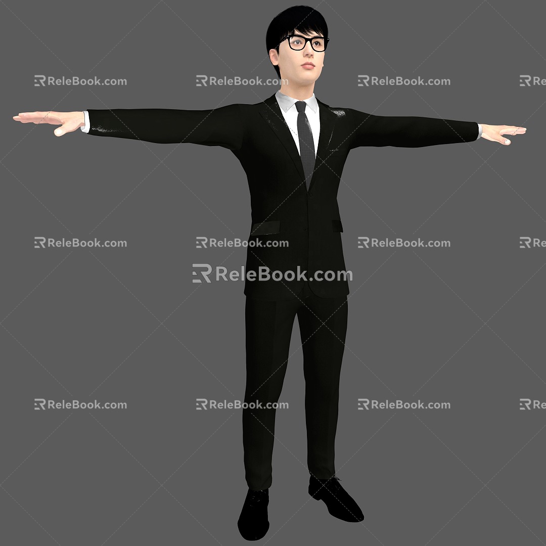 Men Suits Men Men Men with Glasses Business Wear Men Standing Men Idle Standing Bound Bones 3d model