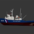 Blue White Red Rescue Boat 353 With Crane And Rescue Equipment