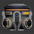 Advanced Mechanical Device With Circular Structure Camera Lens And Yellow Accents