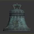 Ancient Bronze Bell With Animal Shaped Handles And Intricate Carvings