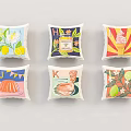 Colorful Decorative Throw Pillows With Various Fruit Letter And Artistic Patterns 3d model