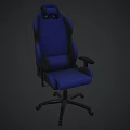 Blue And Black Fabric Gaming Chair With Adjustable Backrest Armrests And Wheels