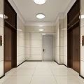 Modern Elevator Hallway Interior With Spacious Marble Floor Glass Doors And Ceiling Lights 3d model