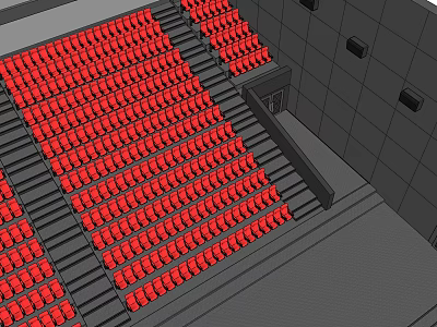 Modern Cinema Auditorium Interior Design With Rows Of Red Seats And Staircase 3d model
