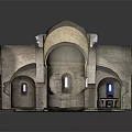 Vintage Elevator Lobby With Stone Walls And Arches 3d model