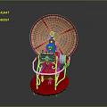Colorful Toy Ferris Wheel with Red Base Orange Wheel Green Yellow Decorations and Small Cabins