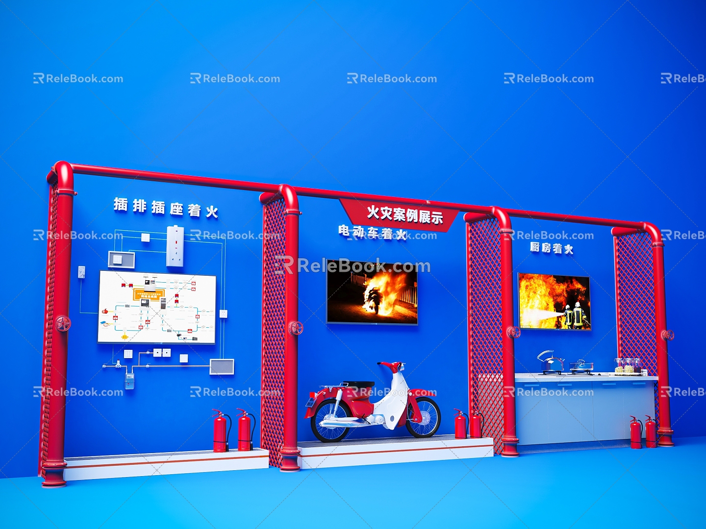 fire fighting experience system fire fighting pipe fire fighting exhibition teaching fire fighting education in china 3d model