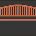 Orange Wooden Outdoor Bench With Slatted Back And Armrests For Garden Use