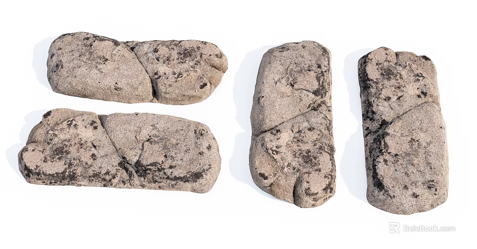 Natural Stone and Wood Pieces with Textured Surfaces for Home Decor 3d model 