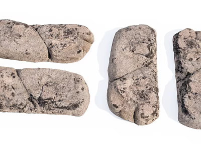 Natural Stone and Wood Pieces with Textured Surfaces for Home Decor 3d model