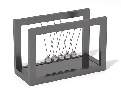 Decorative Ornament Set Featuring Newton's Cradle With Metal Balls And Black Frames 3d model
