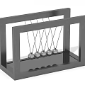 Decorative Ornament Set Featuring Newton's Cradle With Metal Balls And Black Frames
