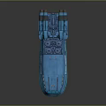 Blue Deep Space Spaceship Model With Futuristic Design Detailed Engines And Structure