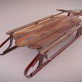Wooden Playground Equipment With Red Frame Sled Design For Outdoor Winter Kids Fun