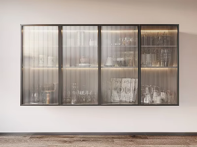 Modern Wine Cabinet With Glass Doors And Metal Frame Holding Wine Bottles And Glassware 3d model