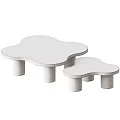 Modern Petal Shaped Coffee Table With Wooden And Black Finish And Cylindrical Legs
