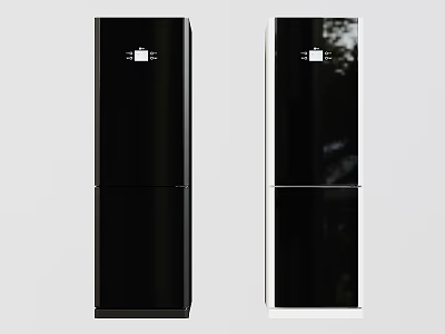 Modern Black Double Door Refrigerators With Digital Display For Home Kitchen Use 3d model