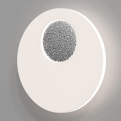 Modern White Circular Wall Lamp With Textured Center And Minimalist Smooth Frame Design 3d model