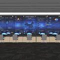 Modern monitoring room Remote interaction center Control room 3d model
