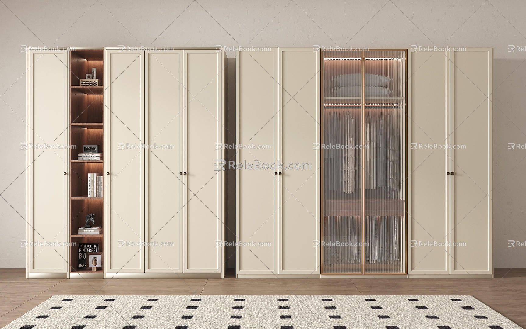 French Middle Style Wardrobe Changhong Glass 3d model