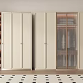 Modern Minimalist Combined Wardrobe With Glass And Wooden Doors Internal Storage Shelves