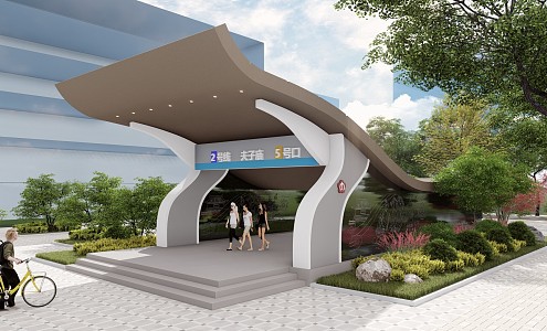 Modern subway entrance 3d model