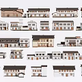 Traditional Chinese House Models Showcasing Various Architectural Styles and Roof Designs