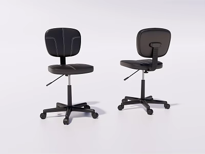 Two Black Office Chairs With Adjustable Height Swivel Wheels And Ergonomic Backrest 3d model
