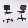 Two Black Office Chairs With Adjustable Height Swivel Wheels And Ergonomic Backrest 3d model