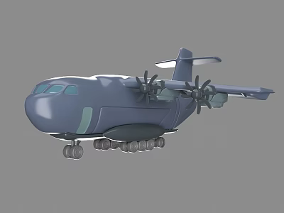 Large Gray Transport Aircraft With Multiple Engines And Visible Landing Gear 3d model