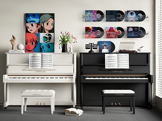 Piano Electronic Piano Musical Instrument Record Decorative Painting 3d model