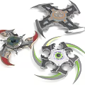 Shuriken Weapons With Three Different Designs Sharp Blades Metallic Finish And Color Accents