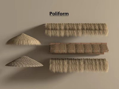 Poliform Natural Thatch Sunshades With Various Designs For Outdoor Patio Spaces 3d model
