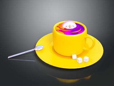 Modern cartoon coffee cappuccino model