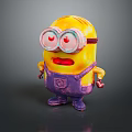 Minion Character Figure With Yellow Body Big Eyes Red Mouth Purple Overalls And Goggles