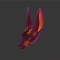Anubis Mythical Creature Head With Tall Ears Orange Red Lava Texture And Glowing Patterns 3d model