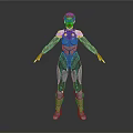 Futuristic Biomechanical Character With Cybernetic Armor And Metallic Full Body Suit