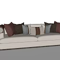 Modern White Two Seater Sofa With Multiple Brown Gray Pillows And Decorative Armrests 3d model