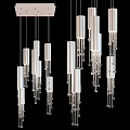 Elegant Modern Cylindrical Chandeliers With Hanging Crystal Chains And Metallic Design