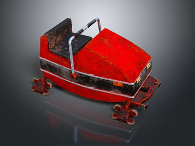 Vintage Red Children's Toy Car Furniture with Black Seat Metal Handle and Wheels 3d model