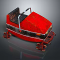 Vintage Red Children's Toy Car Furniture with Black Seat Metal Handle and Wheels