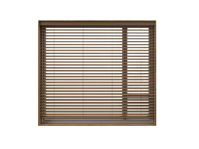 Brown Wooden Window Blinds With Slatted Design For Home Decoration 3d model
