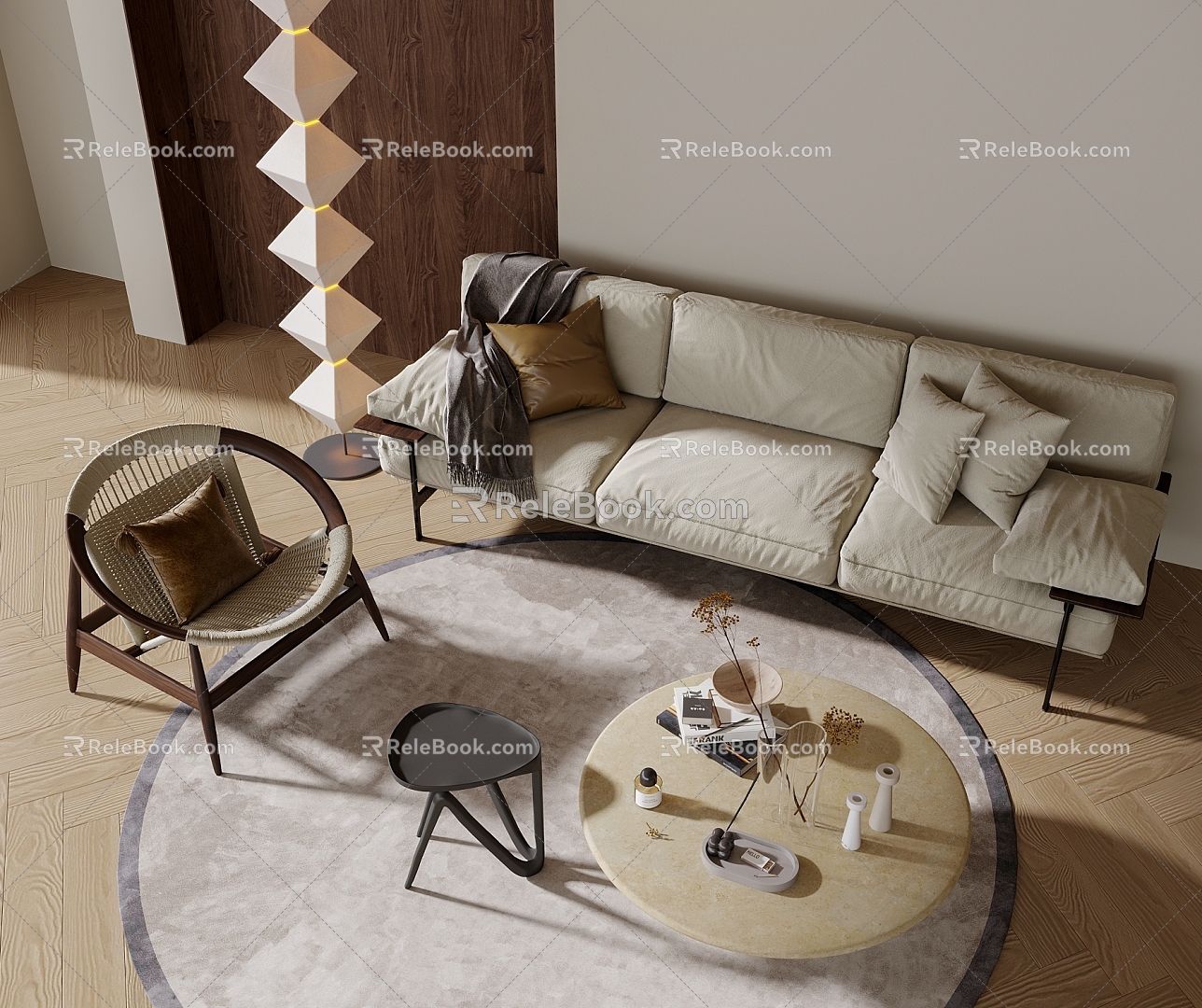 Modern sofa coffee table combination 3d model