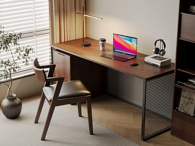 Quiet Ancient Style Desk and Chair Solid Wood Computer Desk and Chair Solid Wood Single Chair Writing Desk Learning Desk and Chair Office Desk and Chair Finished Desk Computer Decoration Combination 3d model