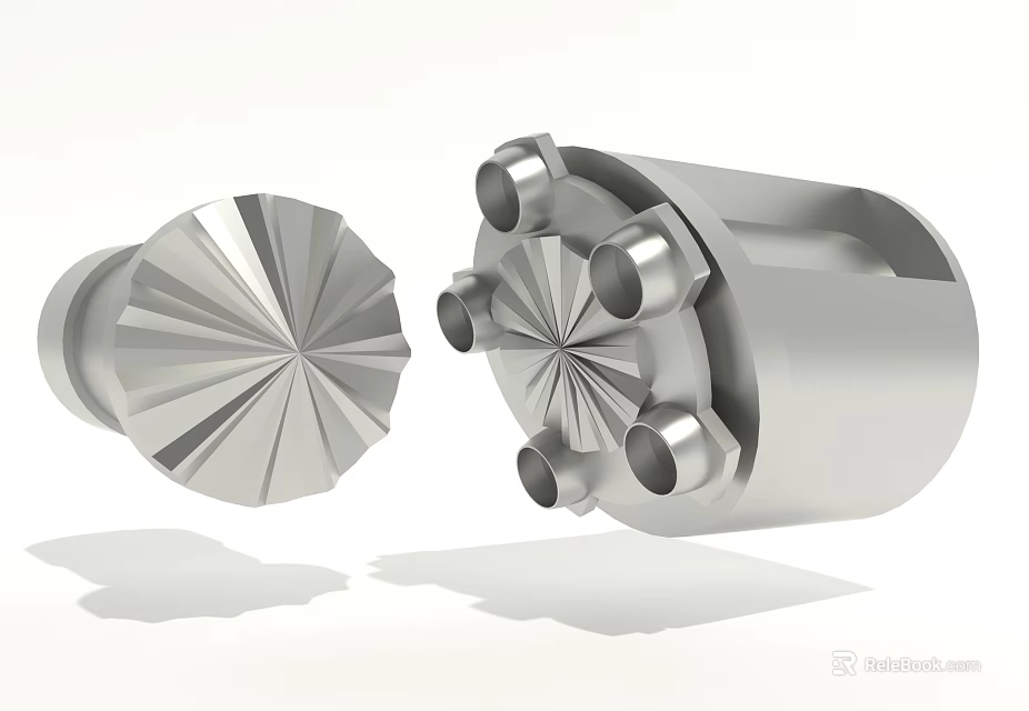 Stainless Steel Mechanical Components With Radial Patterns And Bolted Design 3d model 